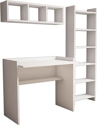 Immagine prodotto di Scrivania in legno "Matilda" con libreria e mensola a muro - 90 x 58 x 80 cm - Bianco