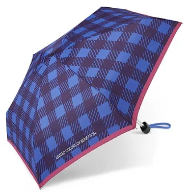 Produktbild von Happy Rain Benetton Ultra Mini Flat Manuell Taschenschirm Checks blue Karo