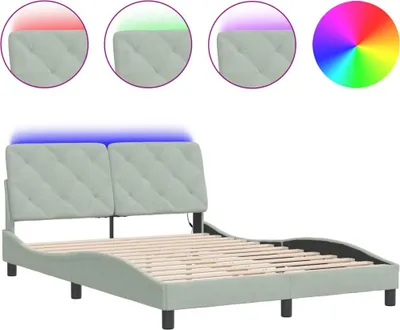 Produktbild von vidaXL Bettgestell mit LED ohne Matratze Hellgrau 120x200 cm Samt