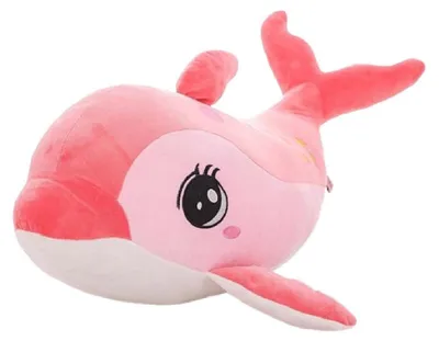 Immagine prodotto di Peluche a forma di delfino, ideale come cuscino morbido e coccoloso, colore rosa, dimensioni 40 cm