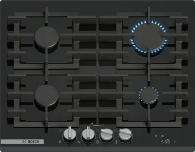 Immagine prodotto di Bosch Serie 8 PRP6A6H40, piano cottura a gas, 60 cm, vetro temperato, nero