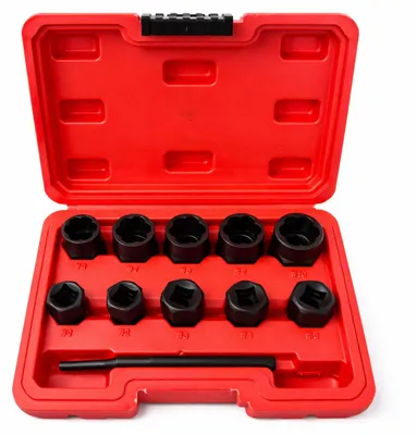 Immagine prodotto di Set bussole per rimozione viti e bulloni danneggiati,9–19 mm, 11 pezzi, Gebo Tools