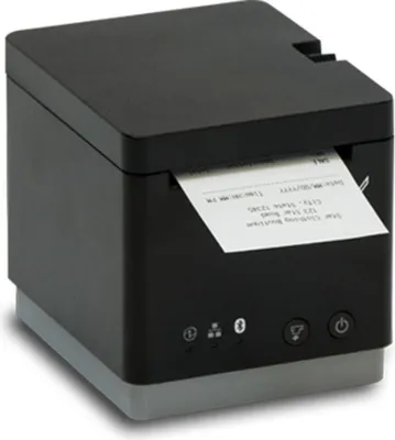 Zdjęcie produktu dla MCP21 LB BK - Drukarka paragonów z przednim wyjściem i obcinaczem, termiczna, 58 mm, 203 dpi, USB, LAN, Bluetooth, iOS USB "Data & Charge"