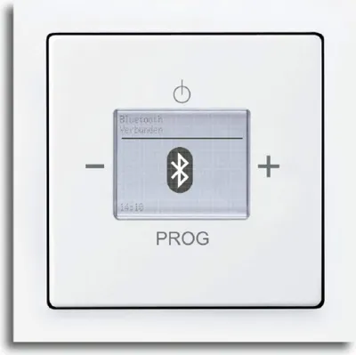 Produktbild von Busch Jäger Unterputz UP Bluetooth Radio (8217U) Future Linear studioweiß glänzend - Set mit Radioeinheit 8217 U, Rahmen und Radioabdeckung
