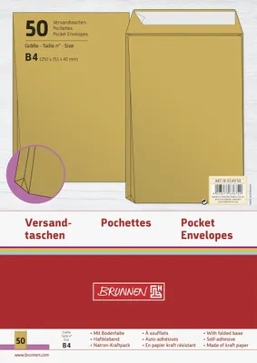 Image de BRUNNEN Enveloppe d'expédition B4 NatronKraft pli 50 pièces 105345750