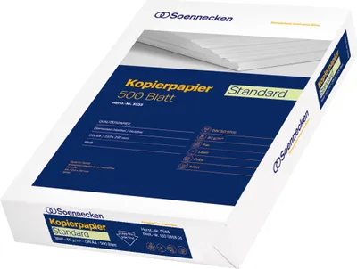 Immagine prodotto di Carta per fotocopie Soennecken Standard 5555 DIN A4 80g bianco 500 fogli/confezione.