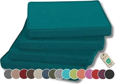 Produktbild von Stuhlkissen - Polsterauflage Auflage für Stühle FK5 (40x40, Türkis, 4)