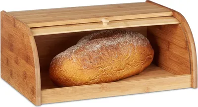 Produktbild von Brotkasten Bambus HBT: 16,5 x 40 x 27,5 cm Rollbrotkasten für aromadichte Brot Aufbewahrung Brotkiste mit Rolldeckel als Brottrommel oder Brotwächter