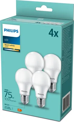 Zdjęcie produktu dla Zestaw 4 sztuk żarówek LED Philips E27 10 W (75 W) 2700 K