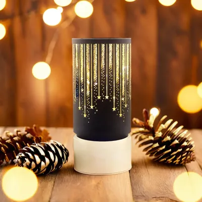 Produktbild von Szklany lampion świąteczny, prezent na Boże Narodzenie FCL-20 czarno-złoty L Forever Light