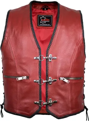 Produktbild von Rote Biker Lederweste Kutte Lederkutte Chopper Rockerweste Bikerweste Motorrad(M)