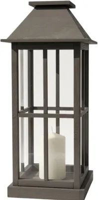 Image de Grande lanterne en bois, anthracite, 74 cm