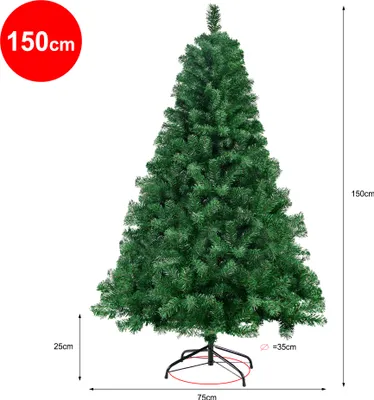 Produktbild von 1.5m Weihnachtsbaum, Tannenbaum Künstlich mit 520 Zweige Verschlüsseltes Laub Stabiler Metallsockel Leicht Zu Montieren, für Innen- und Außenbereiche