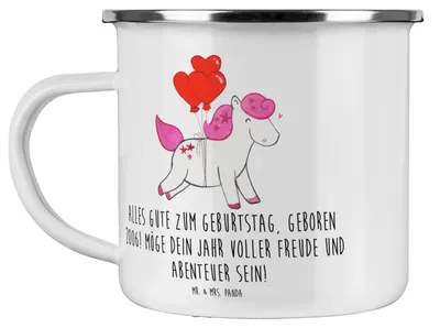 Produktbild von Mr. & Mrs. Panda Pott 2006 Geburtstag - Weiß - Geschenk, Geburtstagsparty, Geburtstagswunsch, Haferl, Happy Birthday, Geburtstagsgeschenk, Emaille Tasse, emaillebecher
