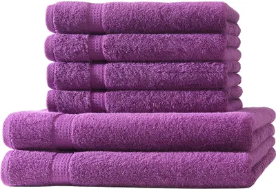 Produktbild von 6 tlg. Handtuch Set - Aubergine / Lila - 500g/m²  - 2 Duschtuch 4 Handtuch - 100% Baumwolle