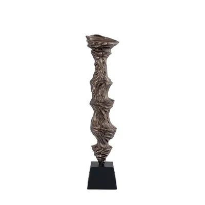 Zdjęcie produktu dla Świecznik PTMD Fleure - 17x15x77 cm - Aluminium - Mosiądz