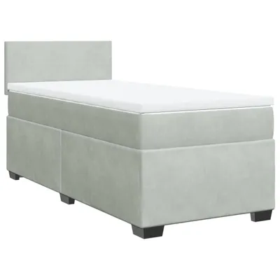 Produktbild von Boxspringbett mit Matratze Hellgrau 90x190 cm Samt