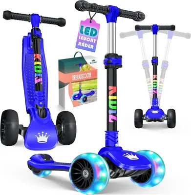 Produktbild von KIDIZ® X-Pro2 Kinder Scooter Dreiradscooter mit LED-Leuchträdern – Faltbarer Tretroller mit höhenverstellbarem Lenker, PolyurethanRäder, Schwerkraftlenkung, Cityroller für Kinder 3–12 Jahre, Jungen & Mädchen