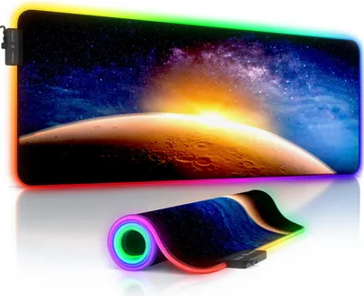 Produktbild von CSL RGB Gaming Mauspad, Gaming Mauspad - 800 x 300 mm XL Mousepad - LED Multi Color, Stars & Mars