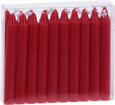 Produktbild von Kleine Echtwachs Stab Kerzen 20er Pack - 10 cm - Farbe: rot