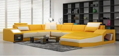 Produktbild von Ledersofa Ecksofa Big Sofa Sofa mit USB Polster Eck Wohnlandschaft mit Licht Neu
