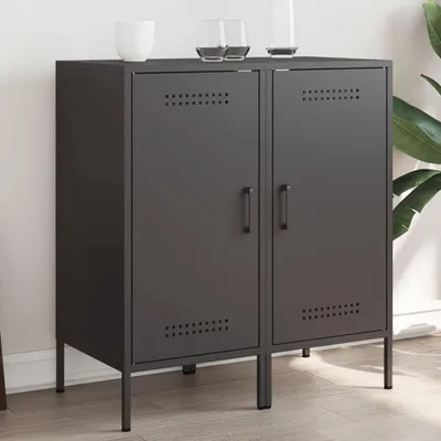 Productafbeelding van vidaXL Dressoirs, 2 stuks, zwart, 36x39x79 cm, staal