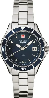 Produktbild von Swiss Alpine Military Damen Armbanduhr Taucheruhr Nautilus silber/blau 7740.1135