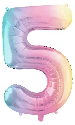 XXL Ballon in Form der Ziffer 5 für Helium oder Luft im pastelligen Farbverlauf