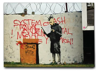 Produktbild von Giallobus - Ieak box DIY - Banksy - 100L x 70B cm - Bild - Leinwand mit Standardrahmen