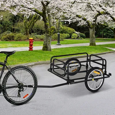 Produktbild von Sweiko Fahrradanhänger Lastenanhänger für Fahrrad 40 kg Belastbarkeit Transportanhänger Handwagen Kupplung Stahl Schwarz 139 x 71,5 x 49 cm