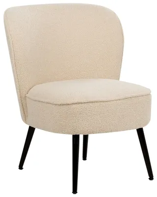 Produktbild von BELIANI Sessel Hellbeige / Schwarz aus Bouclé Stoff ohne Armlehnen Elegantes Design Modern für Wohnzimmer Schlafzimmer Retro Stil