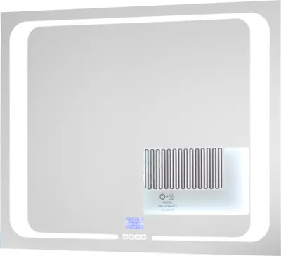 Produktbild von Spiegel mit LED-Beleuchtung, Uhranzeige, Datum und Spiegelheizung