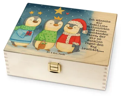 Produktbild von Mr. & Mrs. Panda Teebeutel Aufbewahrung Winterzeit Heilige drei Könige Design - Weiß - Geschenk, Weihnachtsmann, Weihnachtszeit, teebox holz, Tee Box, Weihnachten, Winter