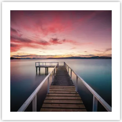 Produktbild von Poster - Poster ohne Rahmen - Brücke Rosa Himmel - 50x50 cm - Wand Bild - Wanddeko - Wandbilder - Kunstposter - Wandposter - Bilder - Kunstdruck - Wanddekoration - Wandbild - P2XAC50x50-4795