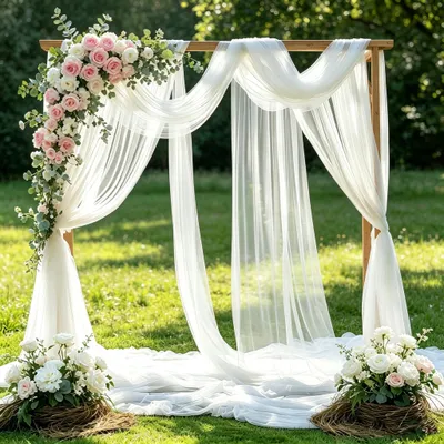 Tüllgardine für Hochzeitsbogen, 160x500 cm, Chiffon, transparent