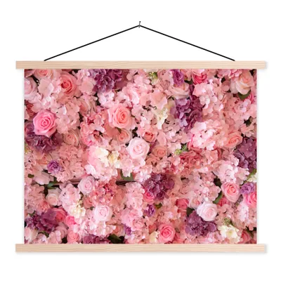 Produktbild von MuchoWow® Textilposter Blumen - Rosa - Rosen 40x30 cm mit holzfarbenen Rahmen - Bilder