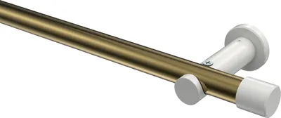 Produktbild von Interdeco Gardinenstange / Vorhangstange Messing Antik / Weiß, Typ Platon Santo (Kappe) ohne Ringe, 20 mm Ø 1-läufig, 100 cm