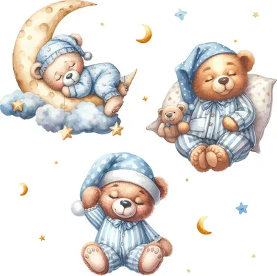 Produktbild von Wandaufkleber Kinderzimmer – Wandsticker für Baby & Kinder – Selbstklebende Wanddekoration – Abnehmbar ohne Rückstände – Deko für Mädchen & Jungen - Aquarell-Teddybären unter einem pastellfarbenen Weltraumhimmel100x172 cm