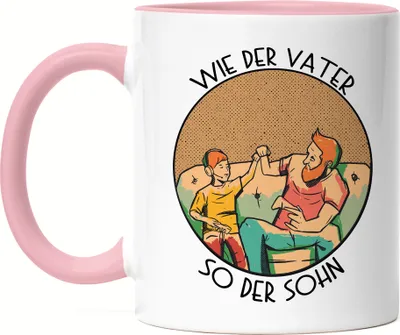 Produktbild von Wie Der Vater So Der Sohn Tasse Rosa Gaming Konsole Controller Zocken Spielen Geschenkidee