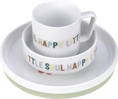 Image de Lässig Set de vaisselle pour enfants - porcelaine et silicone - Happy Fruits