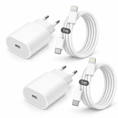 Produktbild von 2x iPhone Lightning Ladegerät 20W Schnellladegerät mit Lightning Kabel – Lightning Ladeset für iPhone 14 13 12 11 X XR XS SE Pro Max Mini