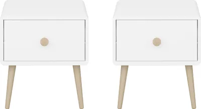 Image de Gaia table de nuit 2 pcs. avec 1 tiroir blanc.