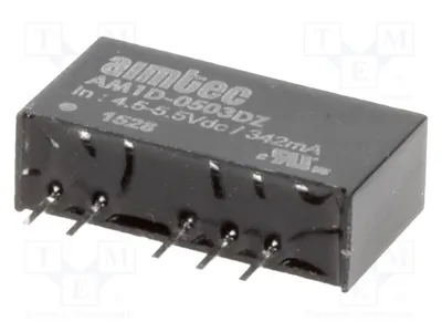 Produktbild von 1x Wandler: DC/DC SIP7 1W 3,3VDC UEing: 4,5÷5,5V IAusg: 300mA 2,3g AM1D-0503SZ DC/DC