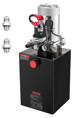 Obrázek produktu pro VEVOR 12 Qt hydraulický agregát, dvojčinné čerpadlo pro sklápěcí přívěsy, maximální otevírací tlak 22 MPa a průtok 3,4 l/min, 12 V DC hydraulické čerpadlo s kovovou nádrží pro sklápěcí přívěsy, černé