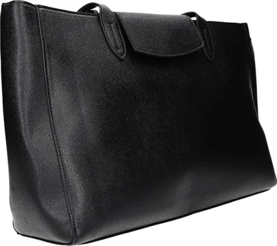 Produktbild von Shopper aus Kunstleder Schwarz 37x26x10 cm mit Reißverschluss und zwei Tragehenkeln