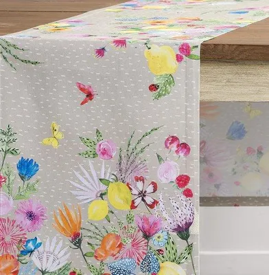 Immagine prodotto di Tovaglia, 100% cotone, 50 cm x 150 cm, decorativa, lavabile, ideale come regalo per la Festa della Mamma, per pranzi, buffet e feste estive