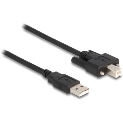 Produktbild von DeLOCK Kabel USB 2.0 Typ-A Stecker zu Typ-B Stecker mit Schrauben 0,5 m, 0,5 m, USB A, USB B, USB 2.0, 0,48 Gbit/s, Schwarz