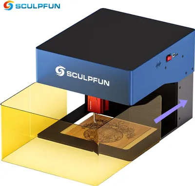 Produktbild von SCULPFUN iCube Pro Max: 10W mit 0,08 mm Präzision, tragbar & Extrem schnell, inkl. Rauchfilter –geeignet für Papier, Holz & Kunststoff