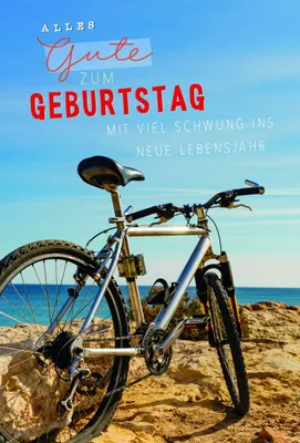 Produktbild von Geburtstag Karte mit Briefumschlag Fahrrad / Mountainbike am Strand