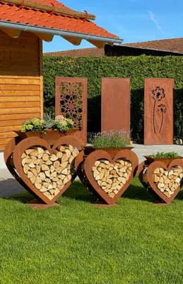 Produktbild von Badeko Edelrost Herz-Holzregal 95x100x30 cm